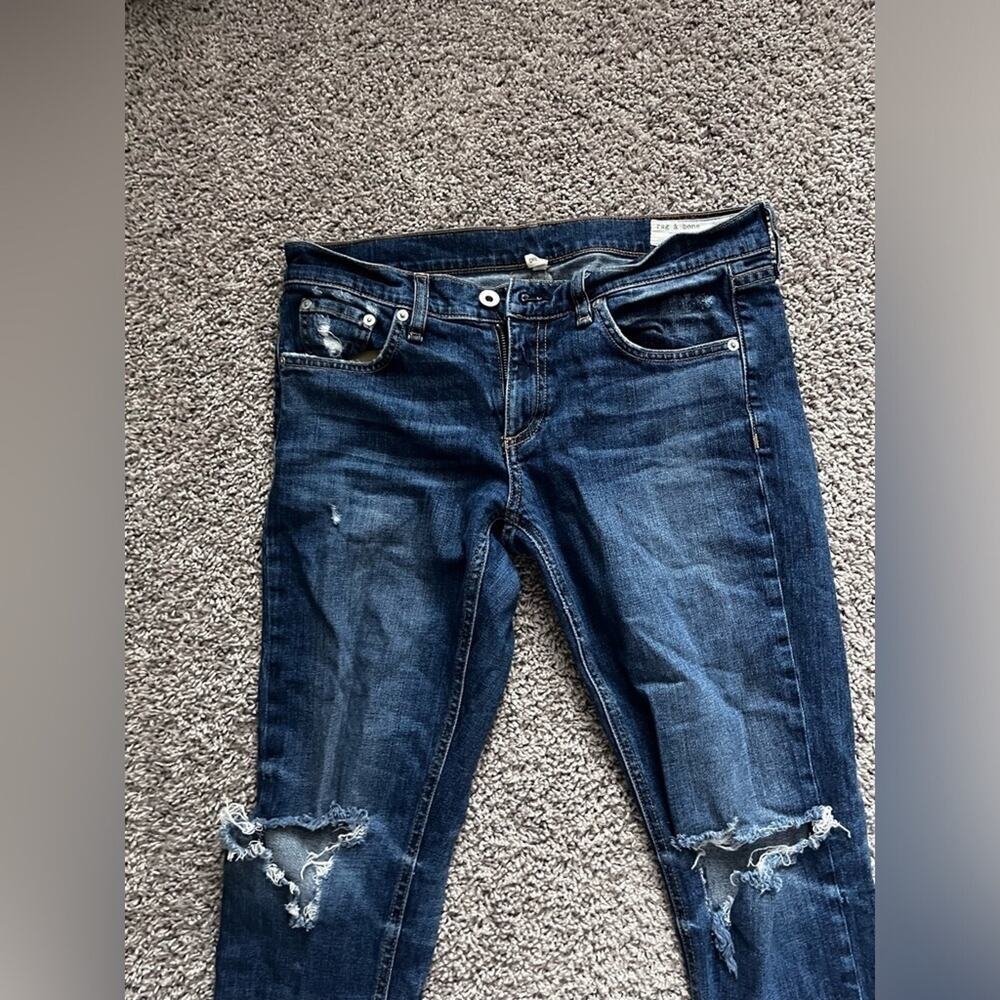 RAG & BONE Dre Capri JEANS ~ Distressed Deville Blue Denim Size 27 - Picture 7 of 7